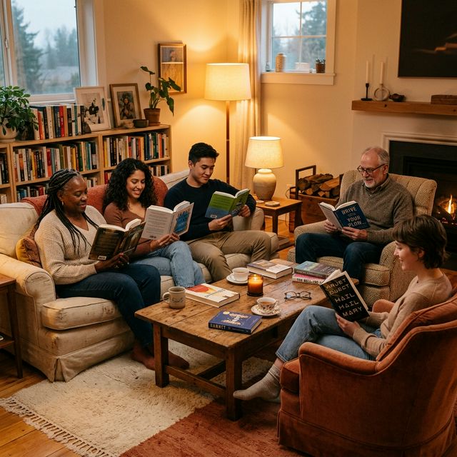 Friends reading books together